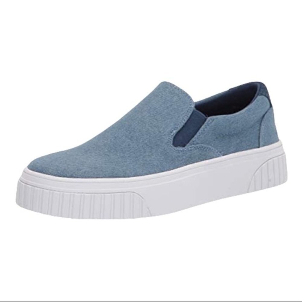 𝅺NINE West "Dally" Blue Slip On Platform Sneaker Shoes Casual Women Sz 5.5
